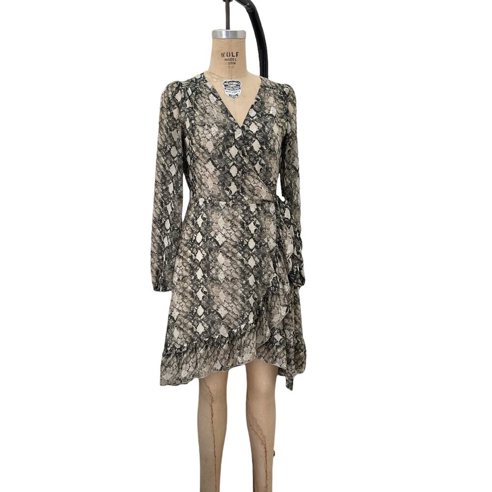 Python Leyden Print Chiffon Knee Length Flowy Wra… - image 5